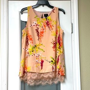 Worthington Women Rose Smoke Floral Sleeveless Blouse Medium